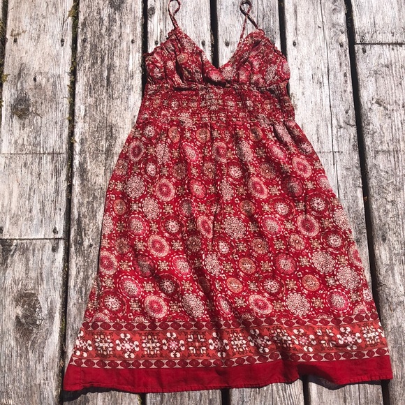 Red boho cotton summer dress - Picture 1 of 9